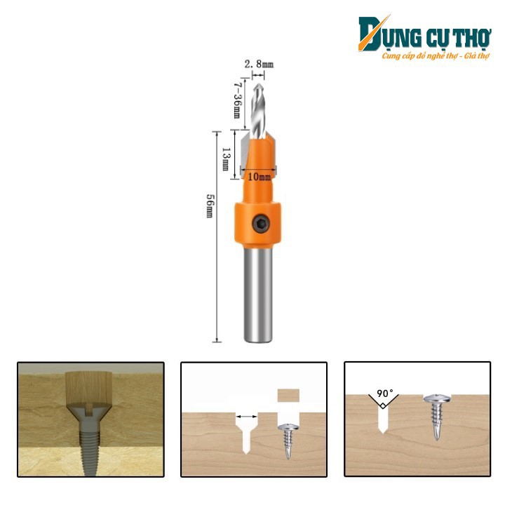 Mũi khoan âm vít gỗ cao cấp - Mũi khoan 2 tầng âm đầu vít tặng lục lăng