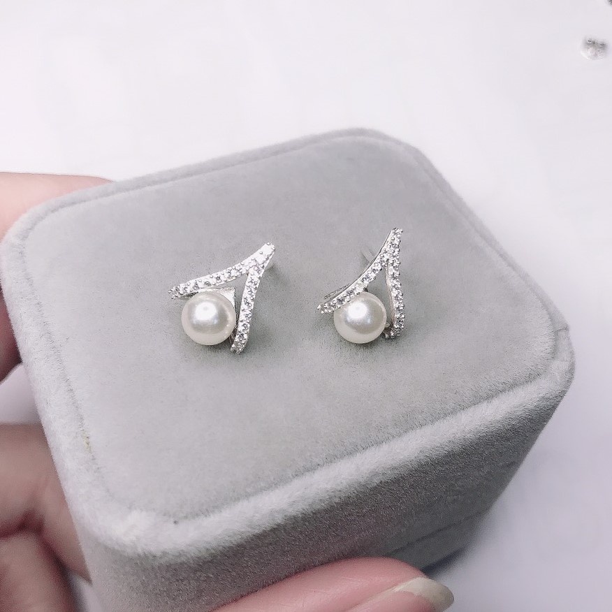 Bông tai bạc nữ đính đá thời trang K028, Chất liệu bạc cao cấp - Trang sức bạc Evasilver