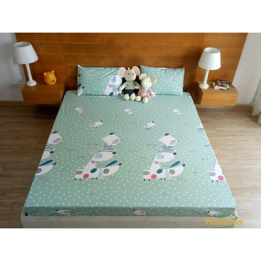 Ga chống thấm cotton cao cấp 2 lớp Hamina mẫu mới - 1.6 x 2 m, cao 10 cm (Nhiều mẫu)