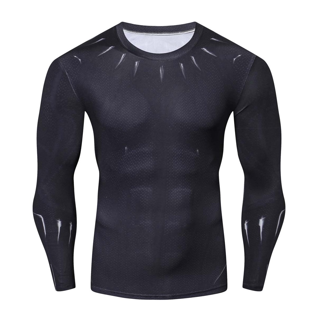 Áo thun HUQISHA tay dài bó sát thiết kế siêu anh hùng dành cho nam