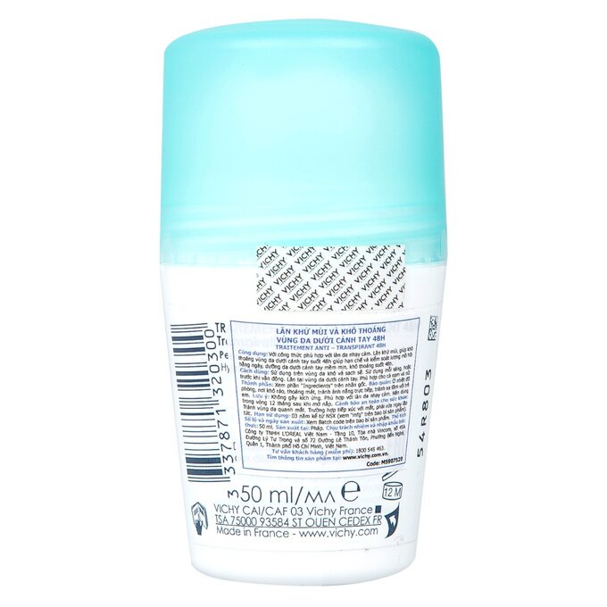 Vichy Lăn Khử Mùi Ngăn Mồ Hôi, Giữ Khô Thoáng Suốt 48H Vichy Anti - Perspirant Deodorant 48H 50ml