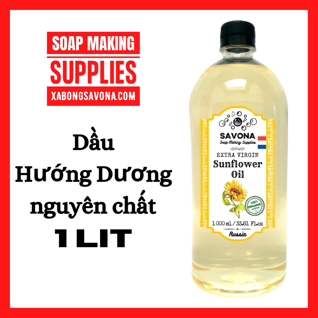Dầu Hướng Dương 1 Lit Tinh Khiết - Savona Sunflower Oil 1L - Dầu hướng dương nguyên chất ép lạnh làm xà phòng, mỹ phẩm