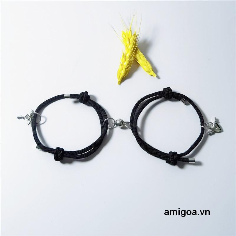 ✨✨Vòng tay đôi nam châm CHÌA KHÓA Ổ KHÓA couple nam nữ vòng cặp dây rút