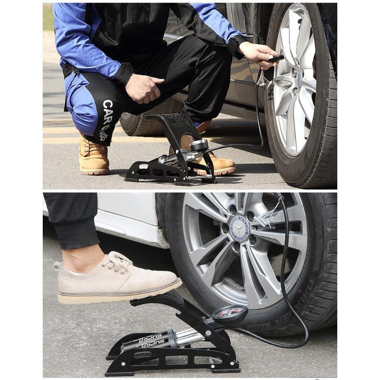 Bơm hơi kép đạp chân SUPER PUMP tiện lợi