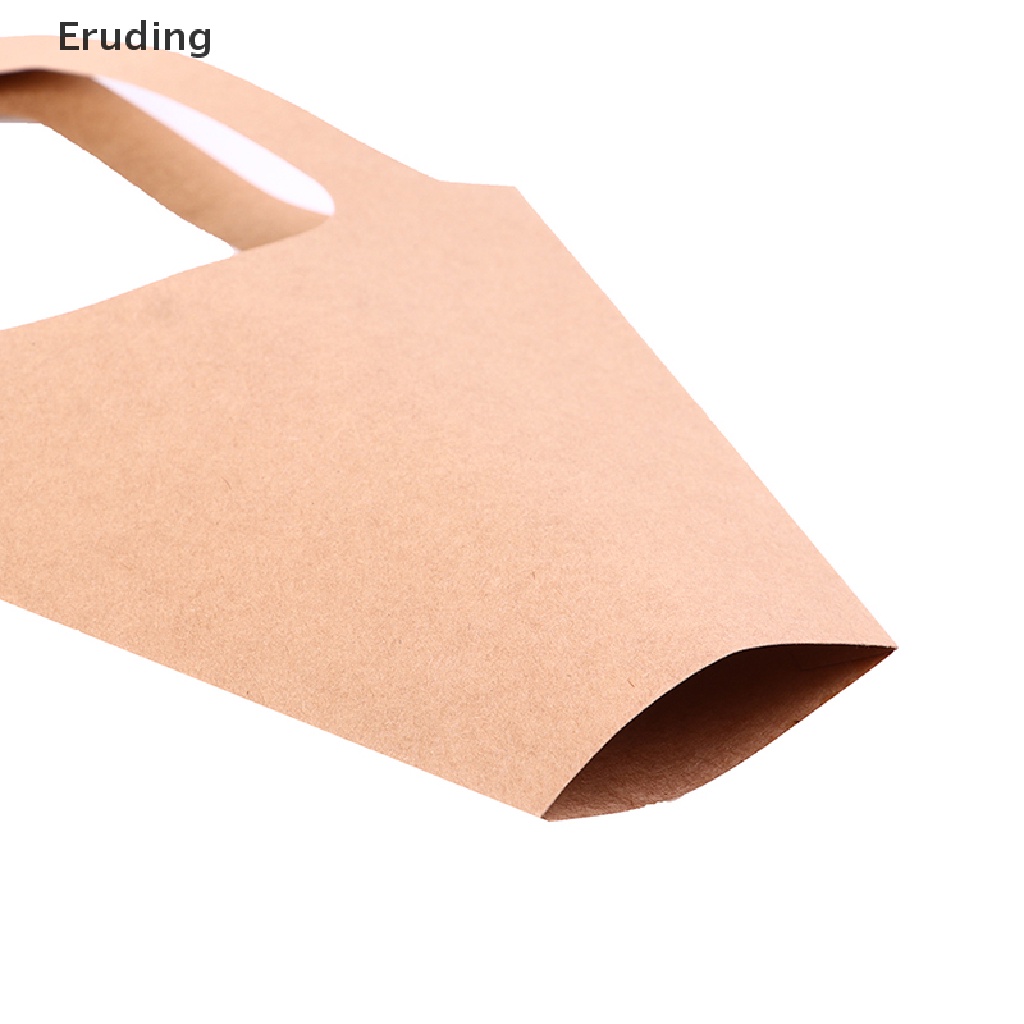 Set 5 túi giấy kraft đóng gói hoa quà tặng có quai xách thủ công