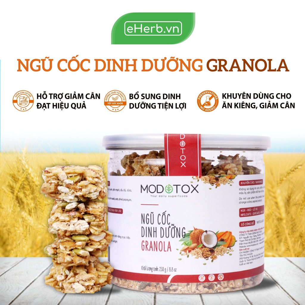 Granola Siêu Hạt &amp; Quả MODOTOX 250gr, Ngũ Cốc Giảm Cân Tự Nhiên, Ăn Kiêng Healthy