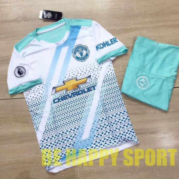 Bộ Quần Áo Đá Bóng Ma-nu (Mctu) CVR Trắng Quần Xanh Ngọc 2021 - Quần Áo Thể Thao Nam PP Bởi Be Happy Shop ⚡
