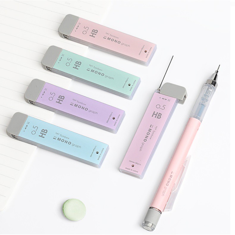 Bút chì Mono Tombow Graph Pastel cây viết chì kim lắc bản Limited tặng kèm hộp ruột ngòi refill HB 0.5