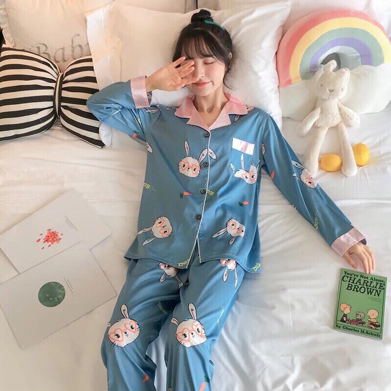 (CHUYÊN SỈ)Bộ ngủ phi lụa phối PIJAMA