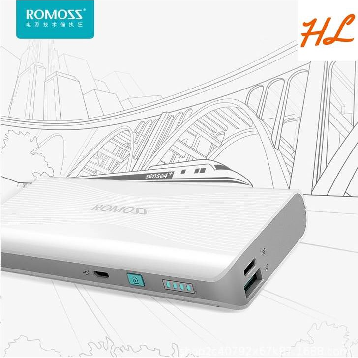 Pin Sạc Dự Phòng Romoss Sense 4+ 10000mAh Hỗ Trợ QC3.0 và Type C PD 18W - Chính Hãng - Hưng Long PC