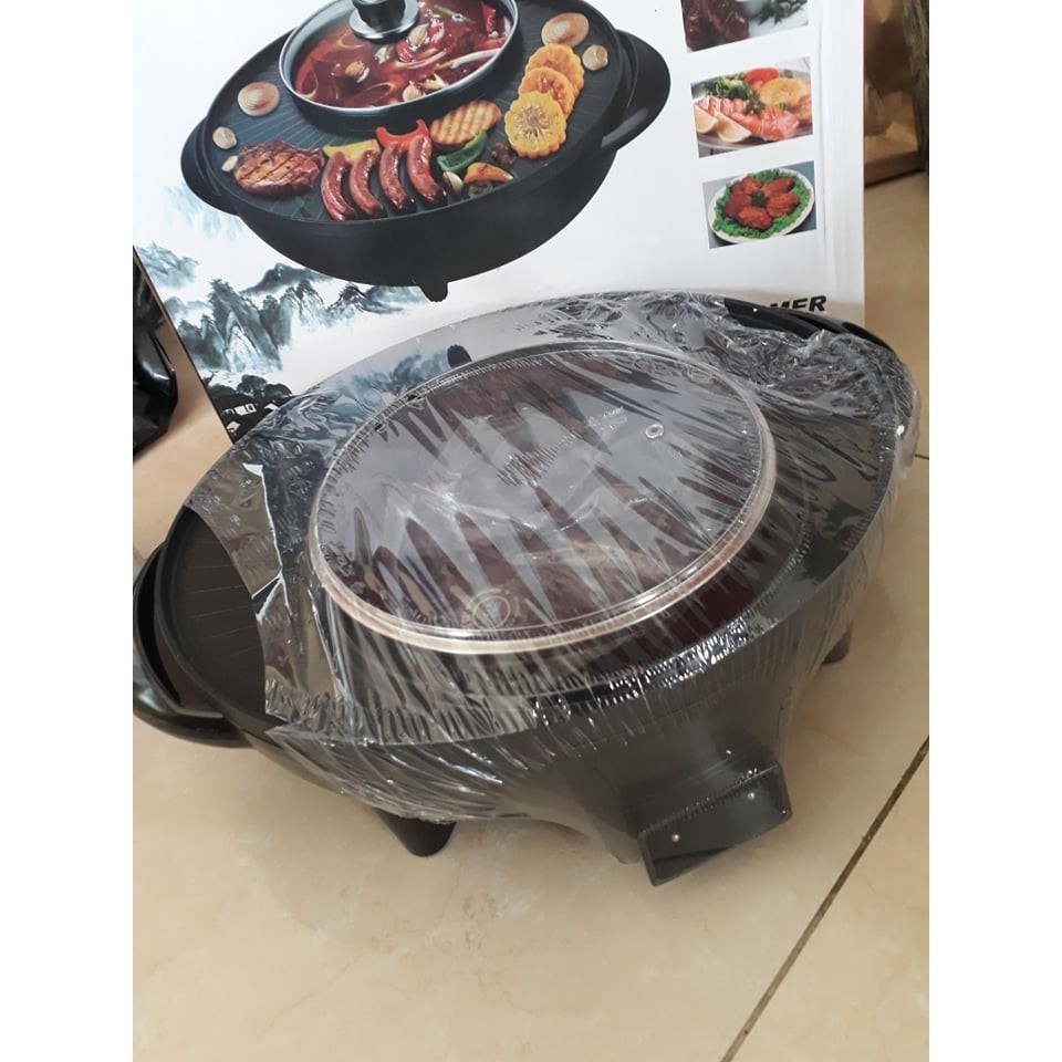 ⚡Sẵn Hàng ⚡Nồi Lẩu Kiêm Nướng 🥘 2in1 🥘 Bếp Lẩu Nướng Đa Năng Cao Cấp