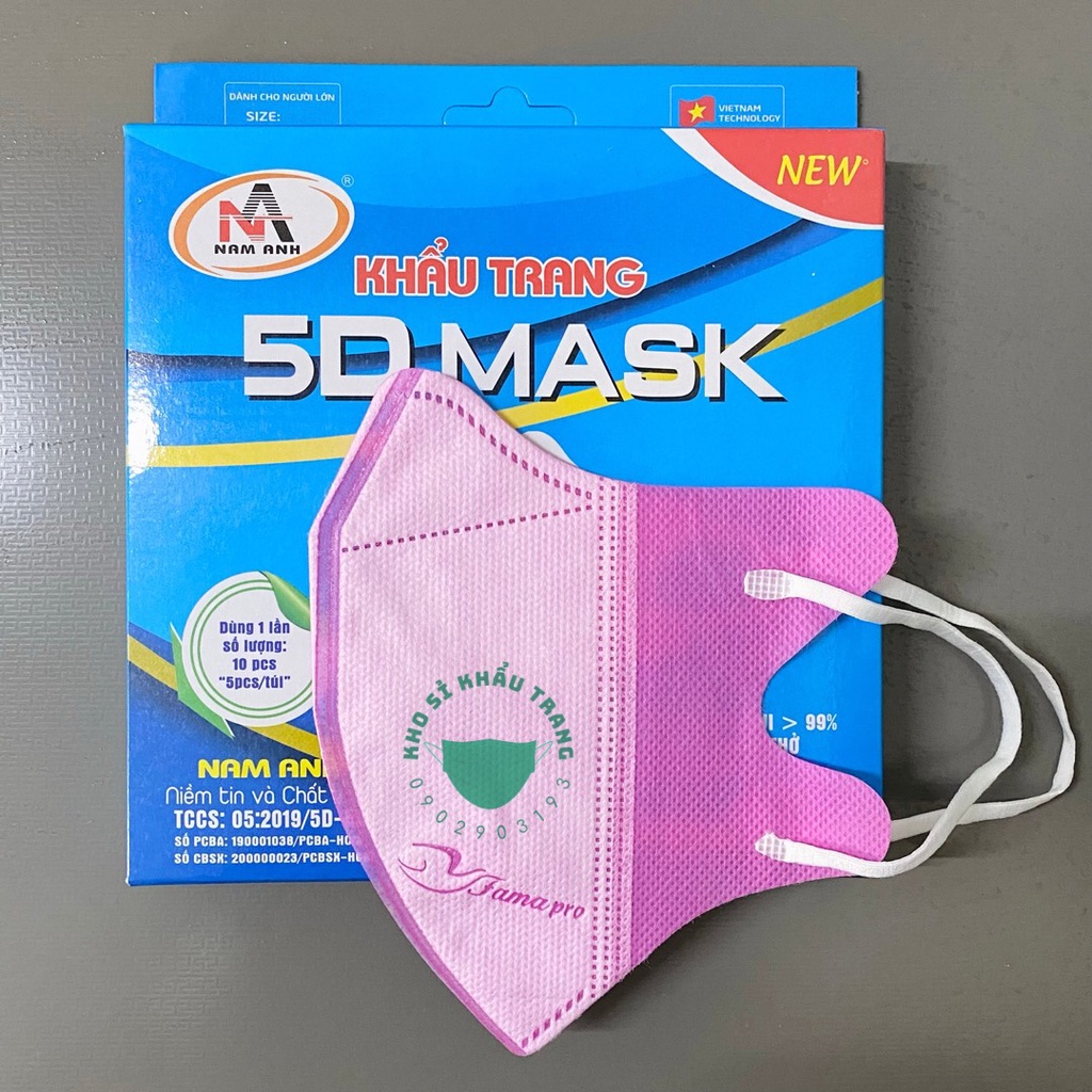 Khẩu trang 5D FAMAPRO dành cho người lớn hộp 10 cái