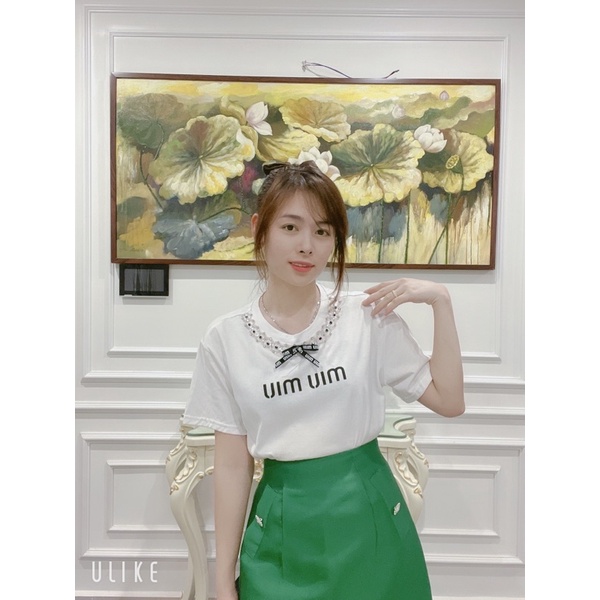 ÁO PHÔNG VIỀN CỔ CƯỜM KHÂU TAY KÈM NƠ VẢI XINH XẮN