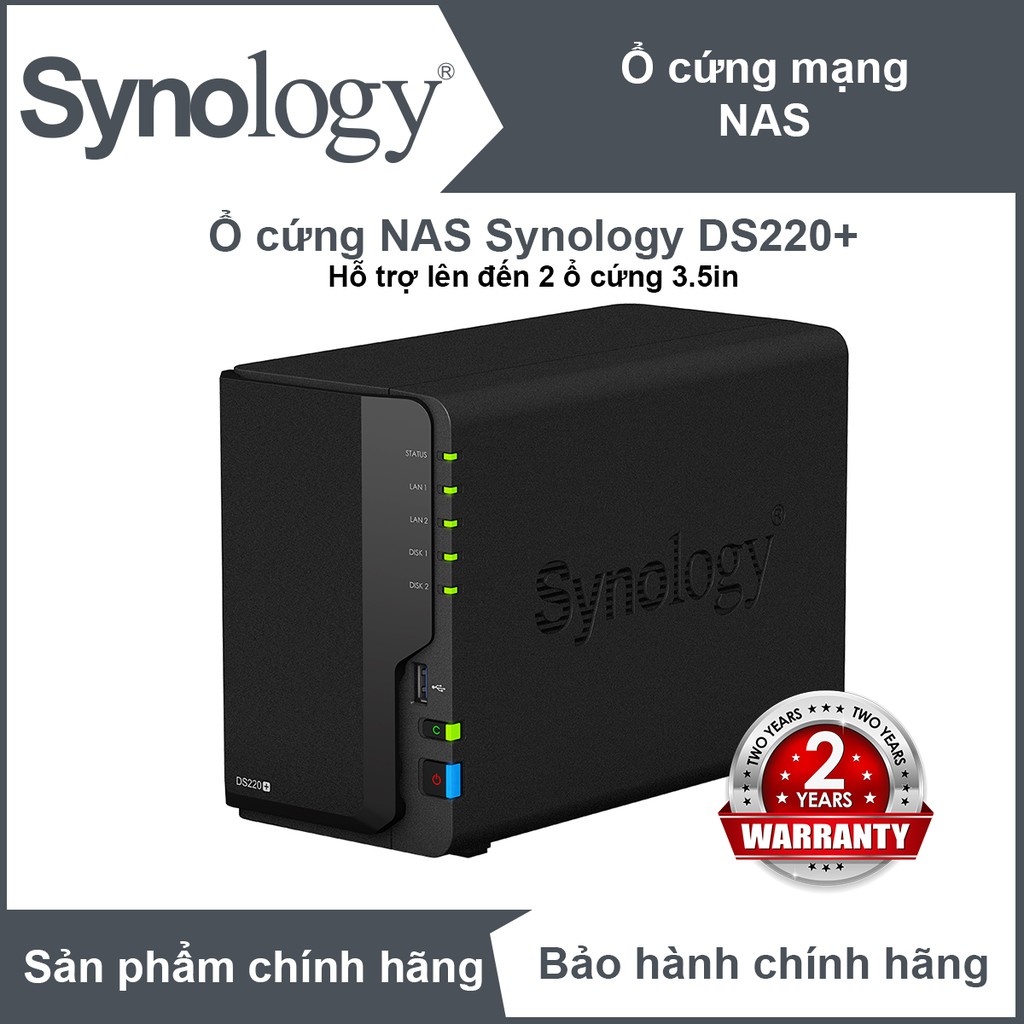 Thiết bị lưu trữ mạng (NAS) Synology model DS220+ - Hàng chính hãng