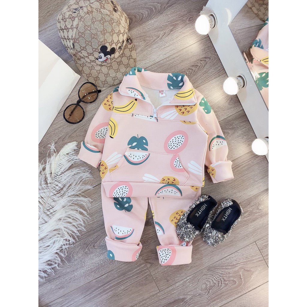 bộ nỉ đẹp khóa cổ ấm áp cho bé - BNKC2