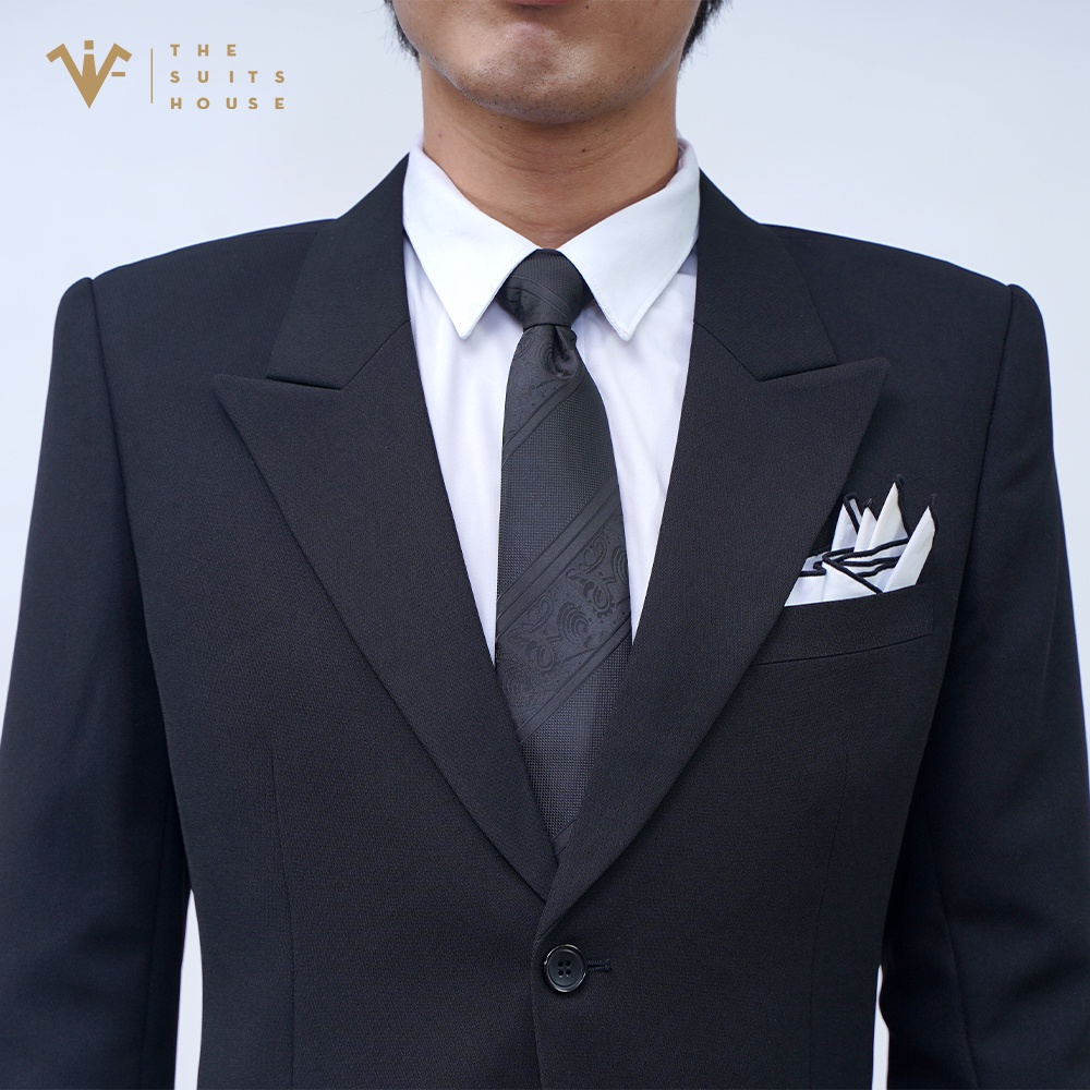 Bộ vest nam áo blazer suits quần tây đen 2 khuy, form ôm, satorial, vải WOOL The Suits House