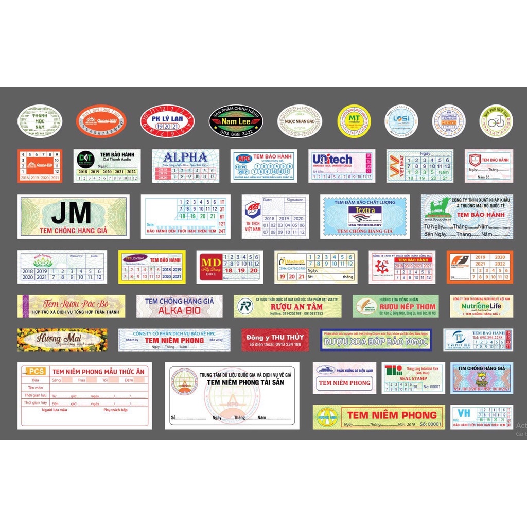 In tem bảo hành, tem vỡ dai, vỡ giòn, tem niêm phong theo yêu cầu