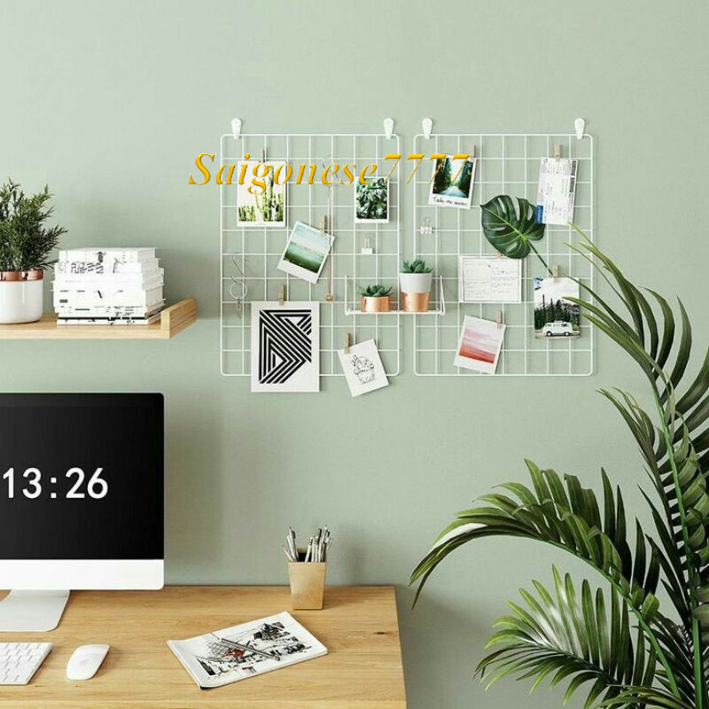 Combo Khung Hình Lưới Sắt+ Đèn Led Xài Pin Dài 3M 30 Bóng Đèn Đom Đóm Kẹp Hình Nghệ Thuật Trang Trí Decor
