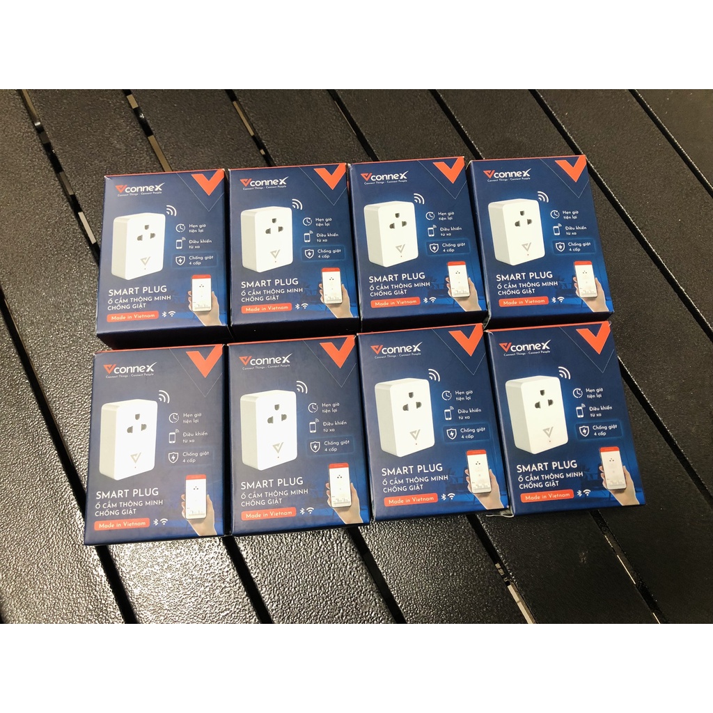 Ổ cắm điện thông minh Vconnex. Chống giật, điều khiển từ xa qua điện thoại, hẹn giờ bật tắt