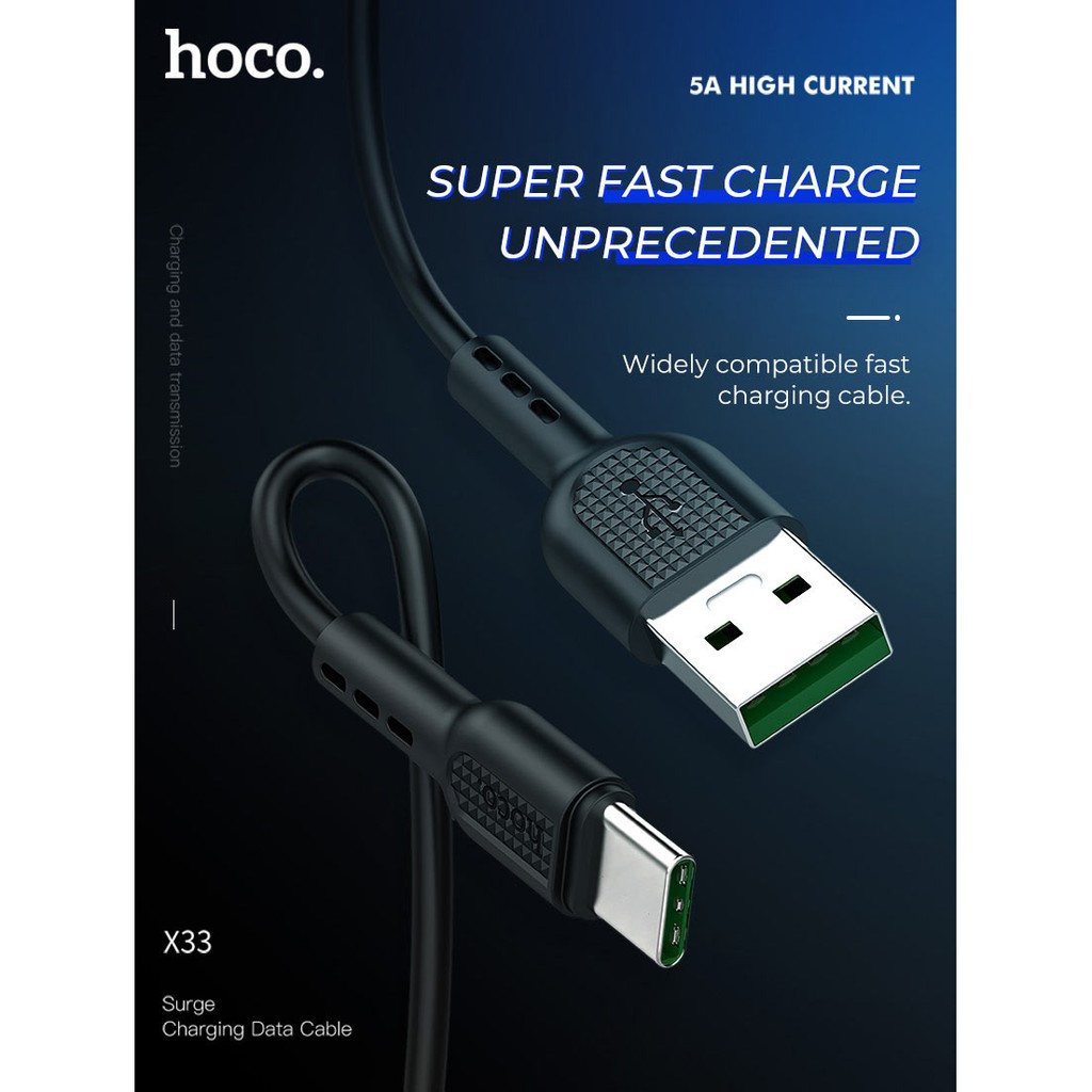 Dây sạc nhanh Hoco X33 VOOC cho Samsung/Huawei/Oppo/Xiaomi dòng 4A/5A (micro USB+Type-C) - dây sạc nhanh - Đông Dương