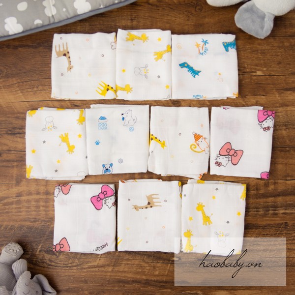 [Haobaby shop] Set 10 khăn xô cho bé, size 30 x 30