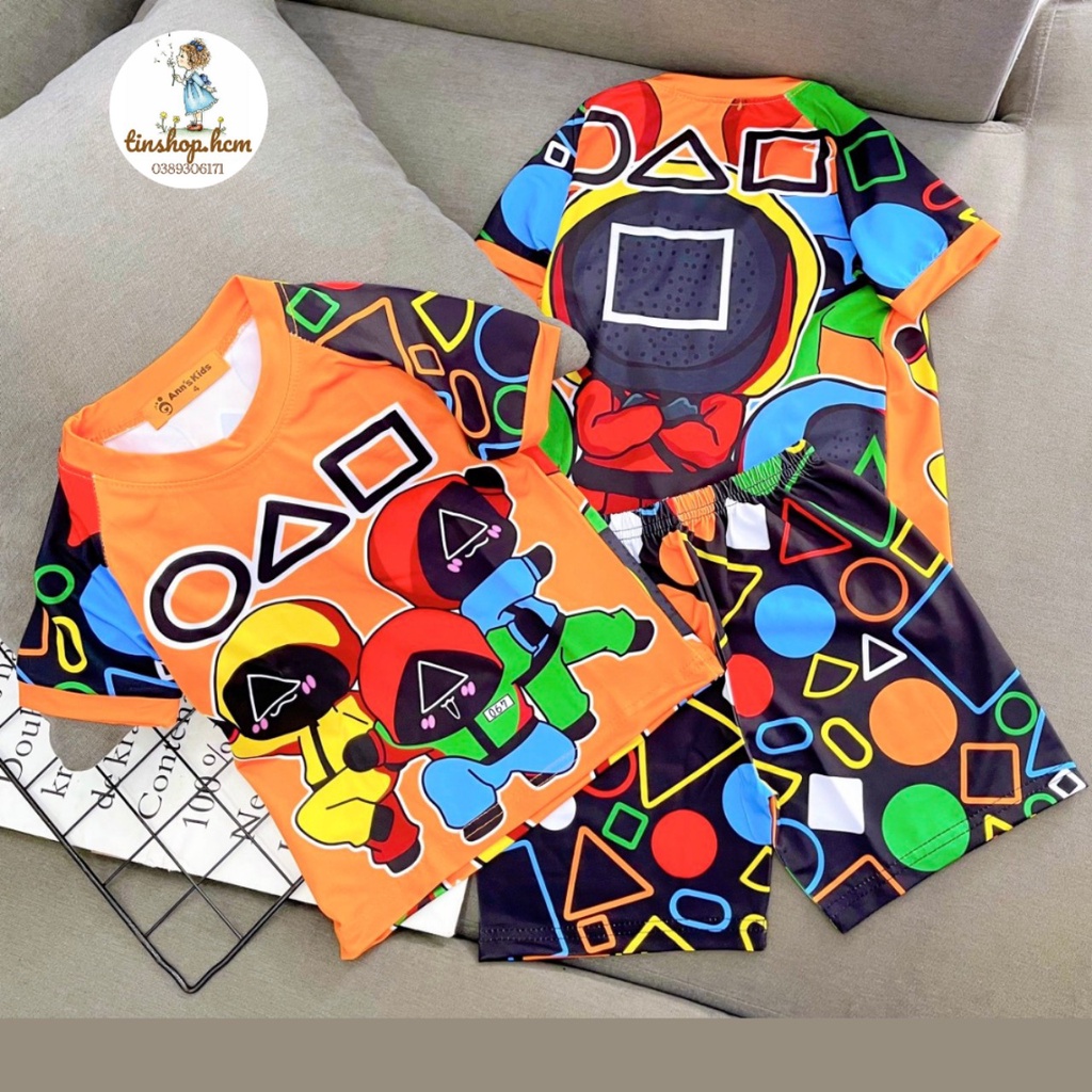 HOT TREND Bộ quần áo Squid Game bé trai từ,5,6,7,8,9,Tuổi size đại - đồ mùa hè bé trai thun lạnh loại 1 in hình 3d hot