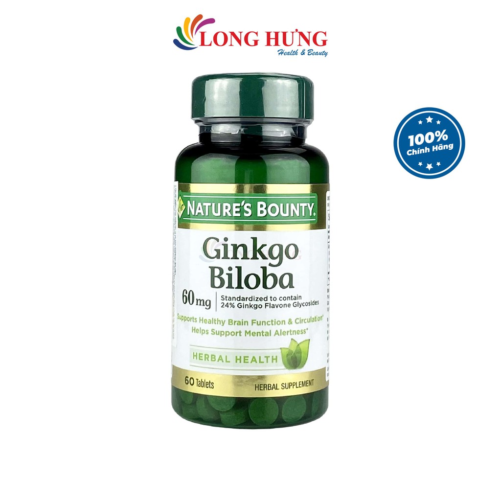 Viên uống Nature's Bounty Ginkgo Biloba 60 mg bổ não hỗ trợ cải thiện trí nhớ (60 viên) | BigBuy360 - bigbuy360.vn