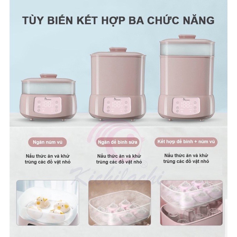 Máy Tiệt Trùng Bình Sữa Mamicare MC2003, Bằng Hơi Nước Và Sấy Khô ,Chưng Cất Thông Minh 3in1