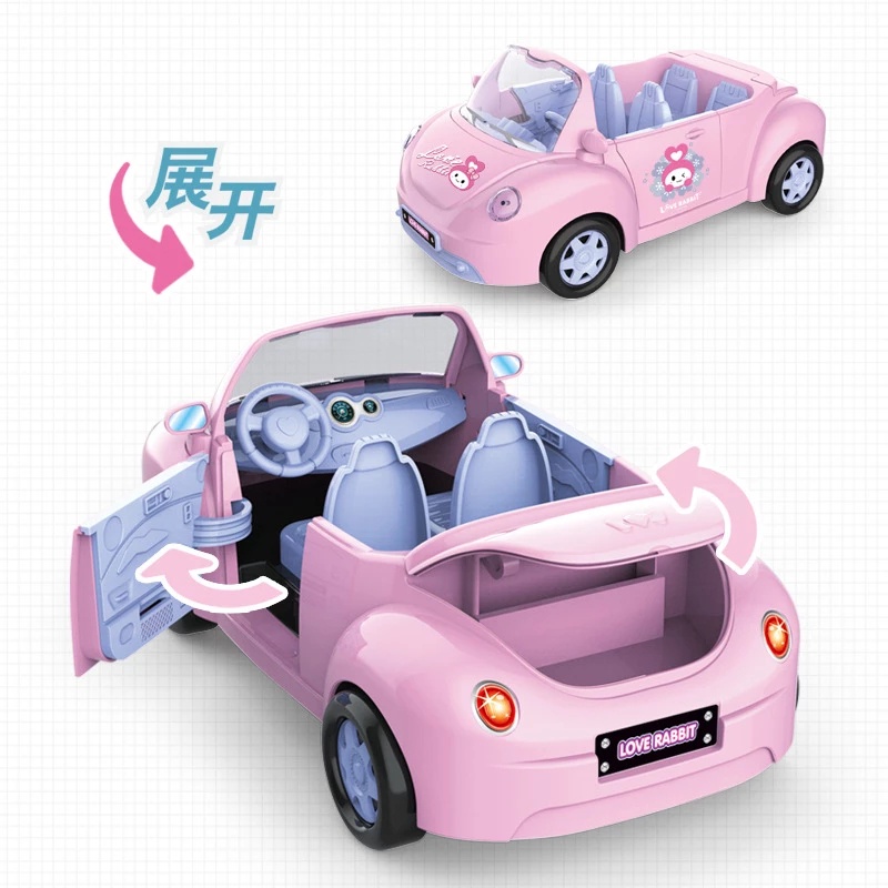 Đồ Chơi Mô Hình Xe Hơi Thỏ DIY Màu Hồng Cho Bé Gái