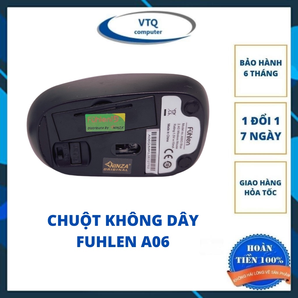 Chuột không dây FUHLEN A06 nhỏ gọn.Tặng kèm pin AA