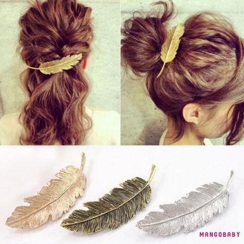 ♬MG♪-Hot fashion Feather Women Leaf Feather Hair Clip Hairpin Barrette Bobby Pin Hair Accessories