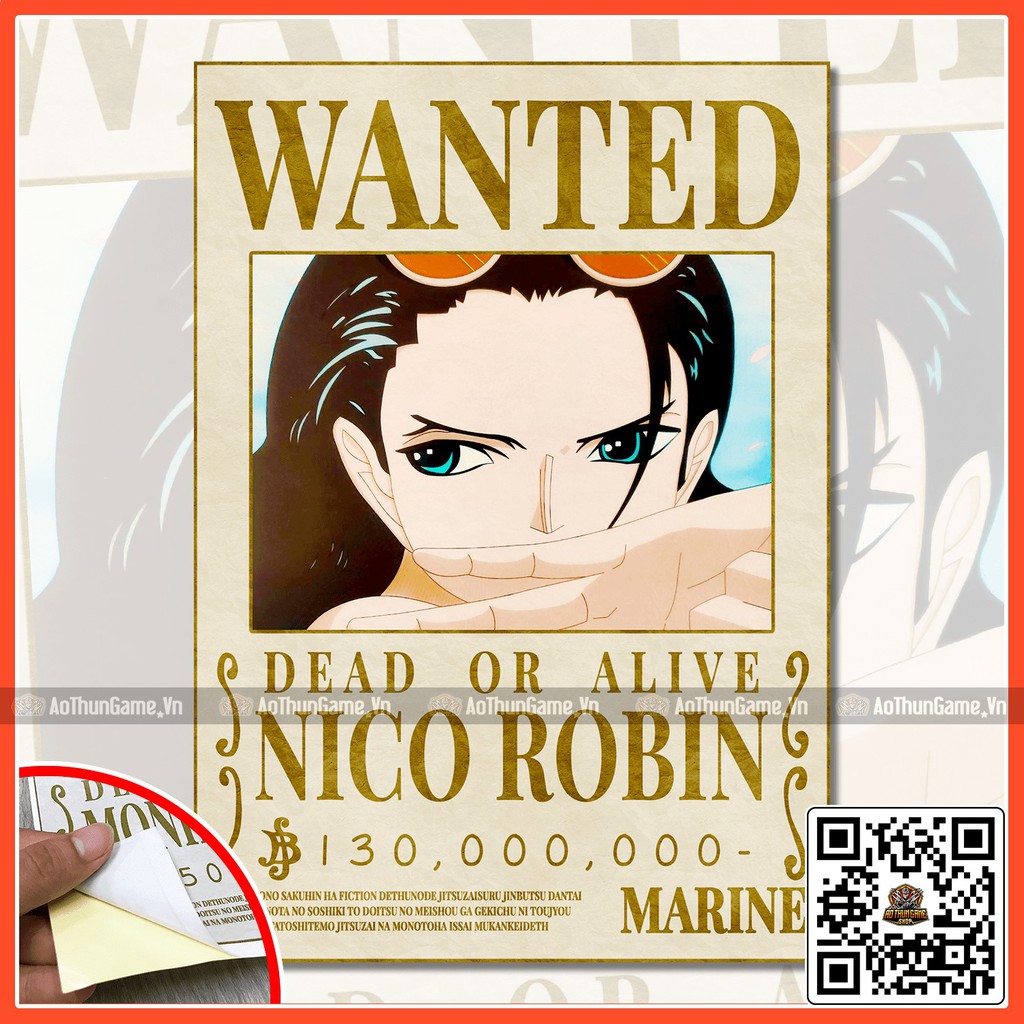 Poster One Piece Robin / Poster  truy nã One Piece / Hình dán tường Full HD mới nhất (Shop AoThunGameVn)