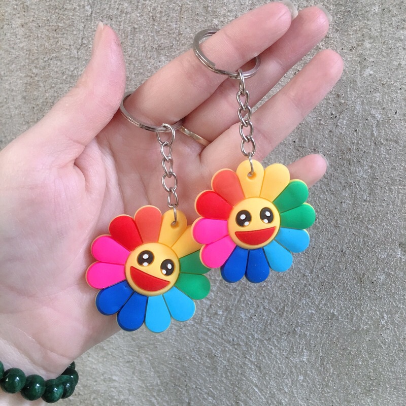 Móc Khoá Dẻo Silicon pilu hoa mặt trời kai ki bảy sắc cầu vồng cute dễ thương