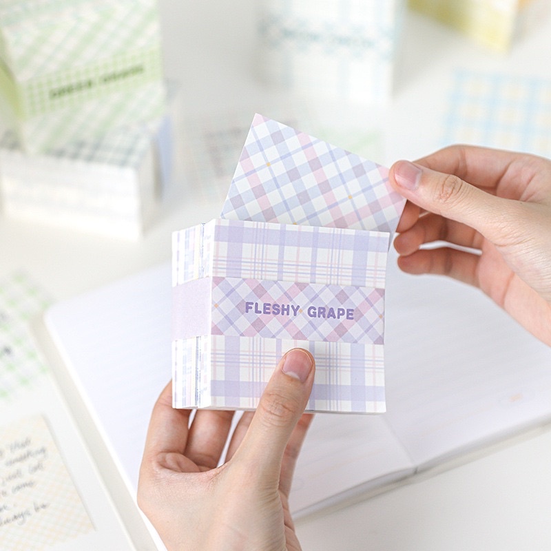 Giấy Note Giấy Ghi Chú 400 Tờ Hoạ Tiết Caro Highteen Màu Pastel Xinh Xắn Mẫu Mới 2002
