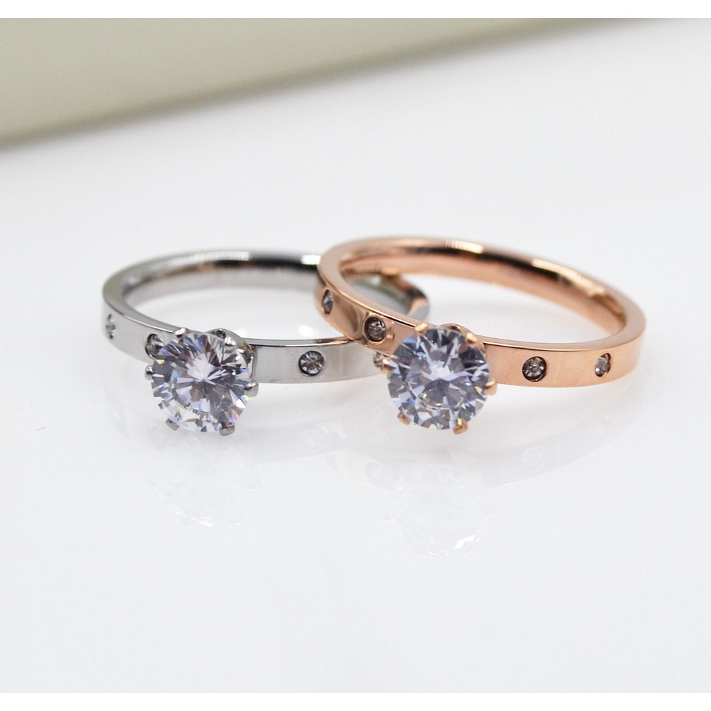 One Nhẫn Mạ Vàng Hồng 18K Đính Đá Zircon Sang Trọng