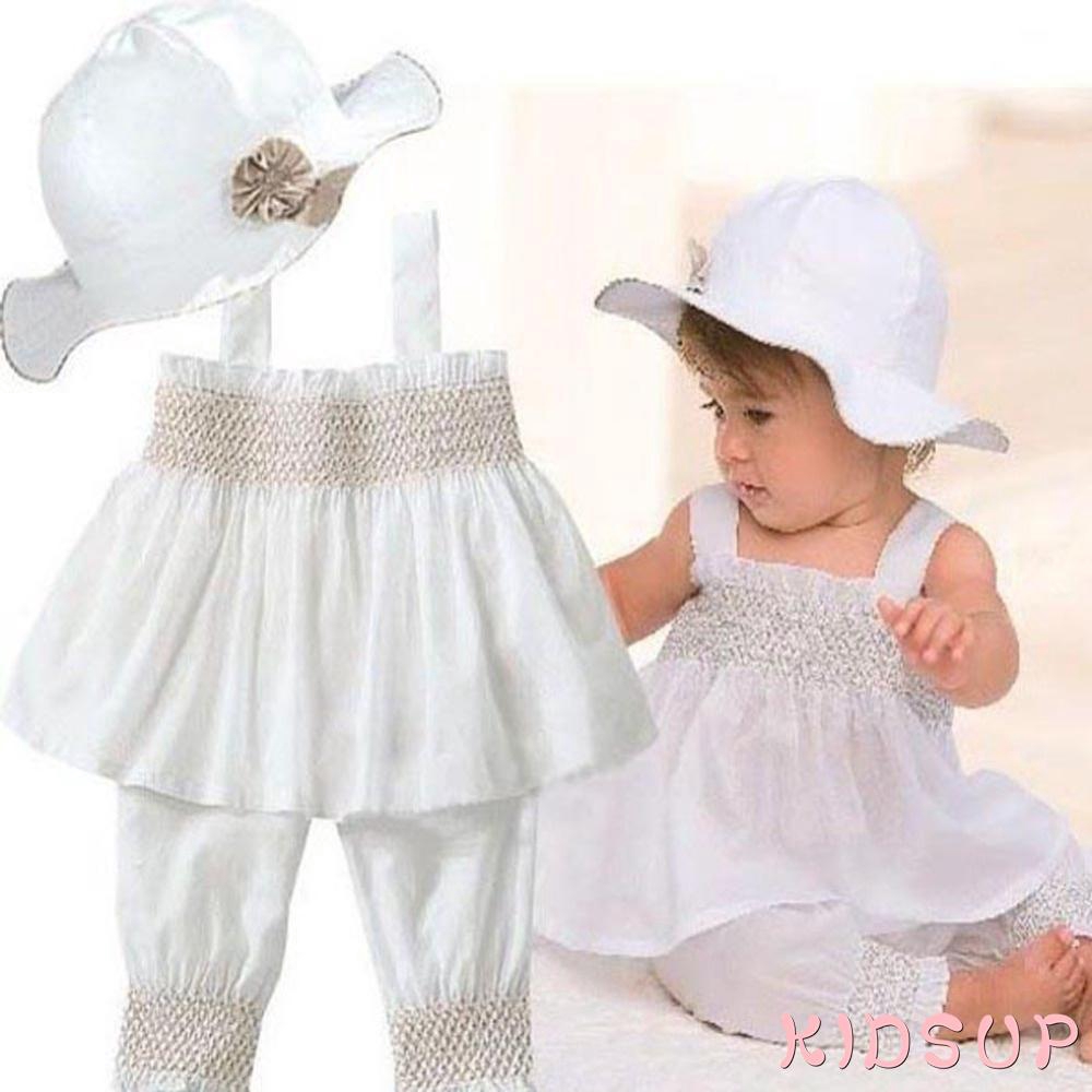 ✸ღ✸Baby Girls Kids Top+Pants+Hat Set 3 Pieces Outfit Costume Ruffled Clothes 0-24Y