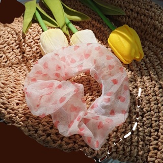 Dây buộc tóc scrunchies trái tim ngọt ngào