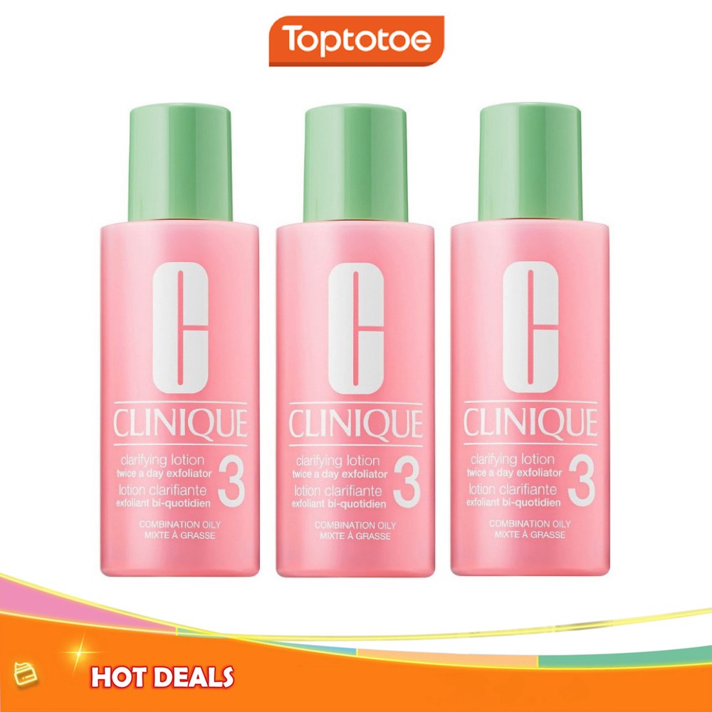 [ HOT DEALS] Combo 3 Nước Thanh Tẩy Da Hỗn Hợp Clinique Clarifying Lotion Twice A Day Exfoliator 3 60ml