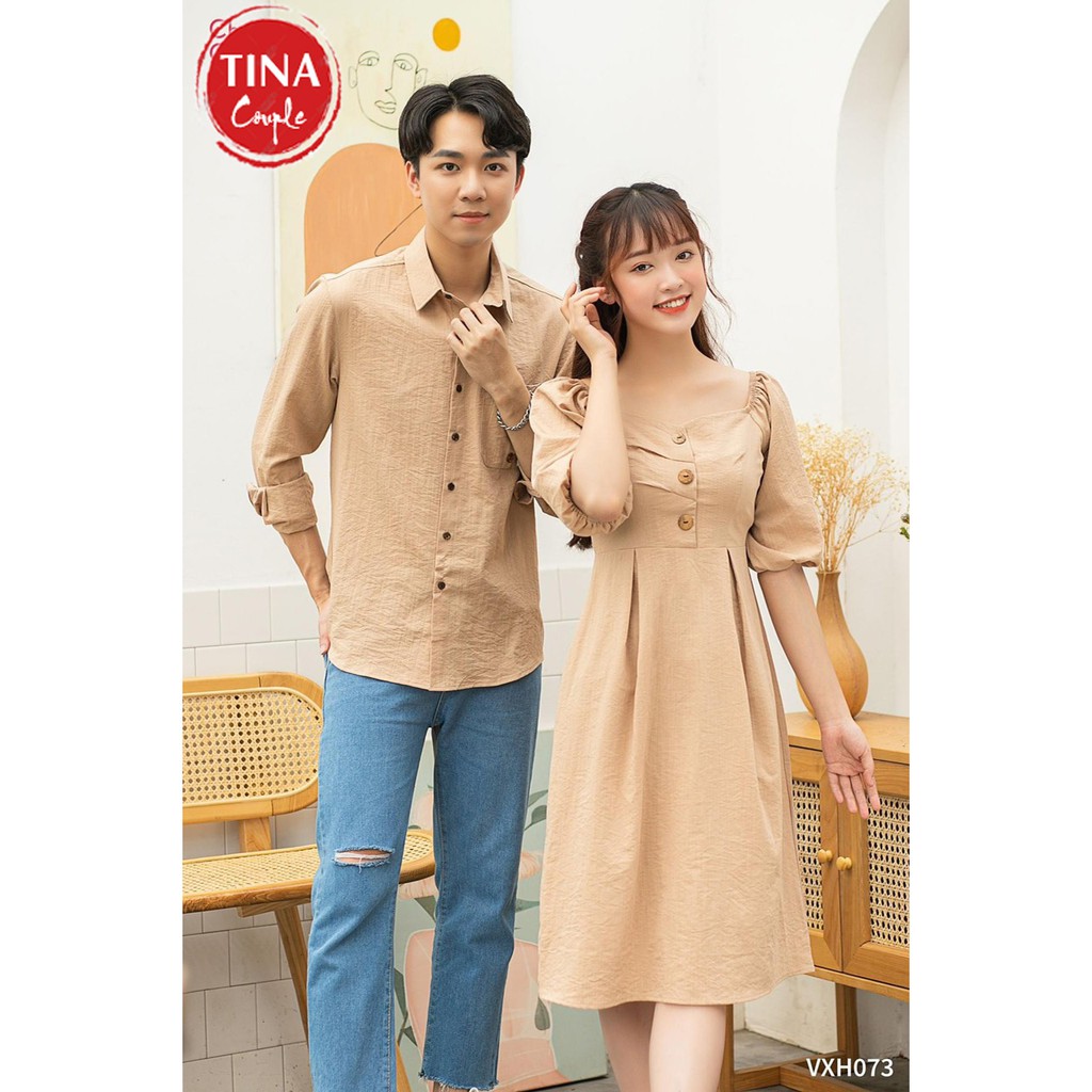 Áo đôi set đồ cặp nam nữ đẹp Hình Thật Set áo váy sơ mi Hàn Quốc dáng dài VSM Mẫu Mới nhất
