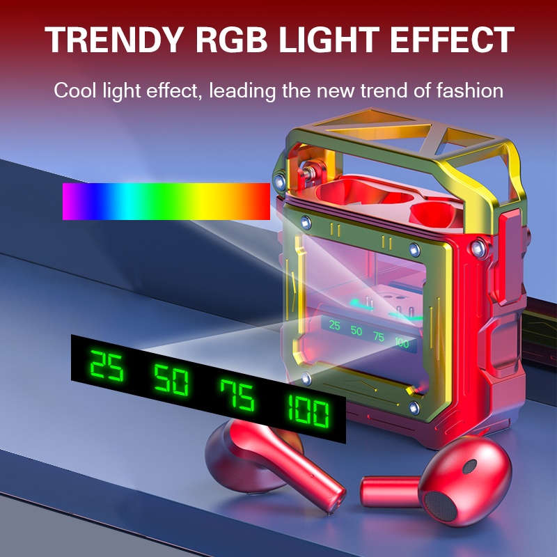 Tai nghe Red Metal Gaming Bluetooth 5.3 nhet tai thể thao hot thời trang chấtlượng the thao tai nghe điện thoại pro siêu nhét tai không dây audio ko dây nút nhét tai comic TWS wireless  earphone PUBG earpods