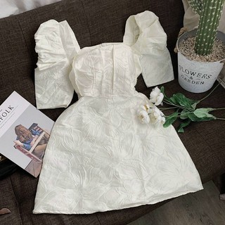 Đầm Cổ Vuông Tay Bồng (Hình Ảnh Thật)