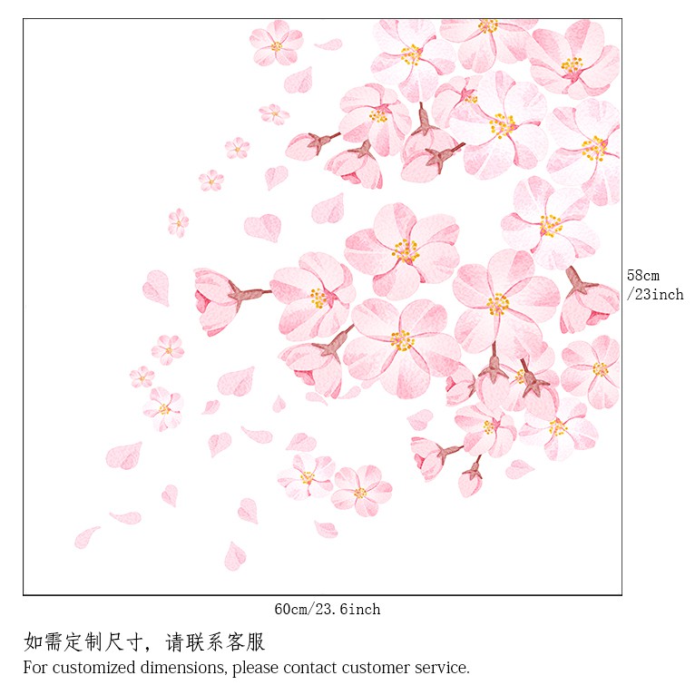 Decal Dán Kính Cao Cấp - Hoa Đào Hồng tao nhã ( 60x58cm )