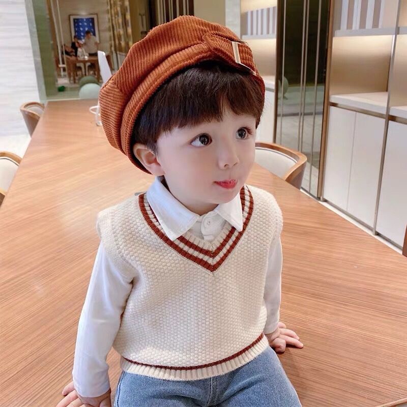 (Video)Áo gile len bé trai phối cổ tim gi lê phong cách Hàn Quốc soái ca 0-8 tuổi cực đẹp #GL1