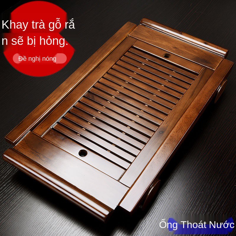 Khay trà gỗ nguyên khối Bộ kung fu gia đình và bàn Đĩa đơn giản Bảo quản thoát nước bằng tre đựng nhỏ