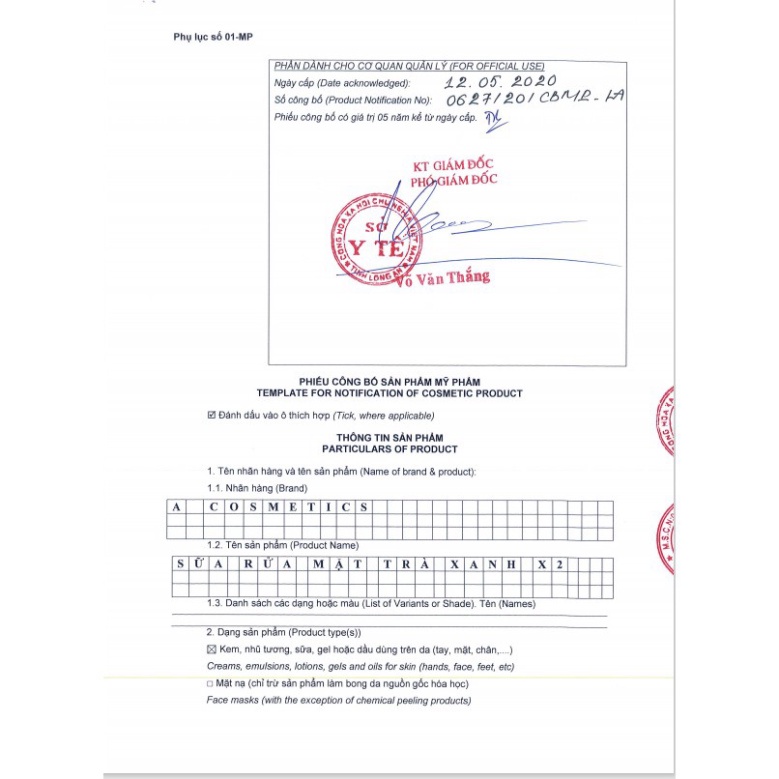 Sữa rửa mặt trà xanh x2 a cosmetics phương anh