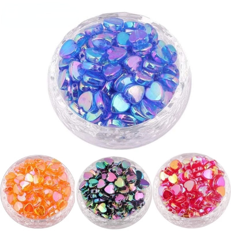 Bộ 200 Hạt Nhựa Acrylic Trong Suốt Hình Trái Tim 8x4mm Nhiều Màu Làm Trang Sức DIY