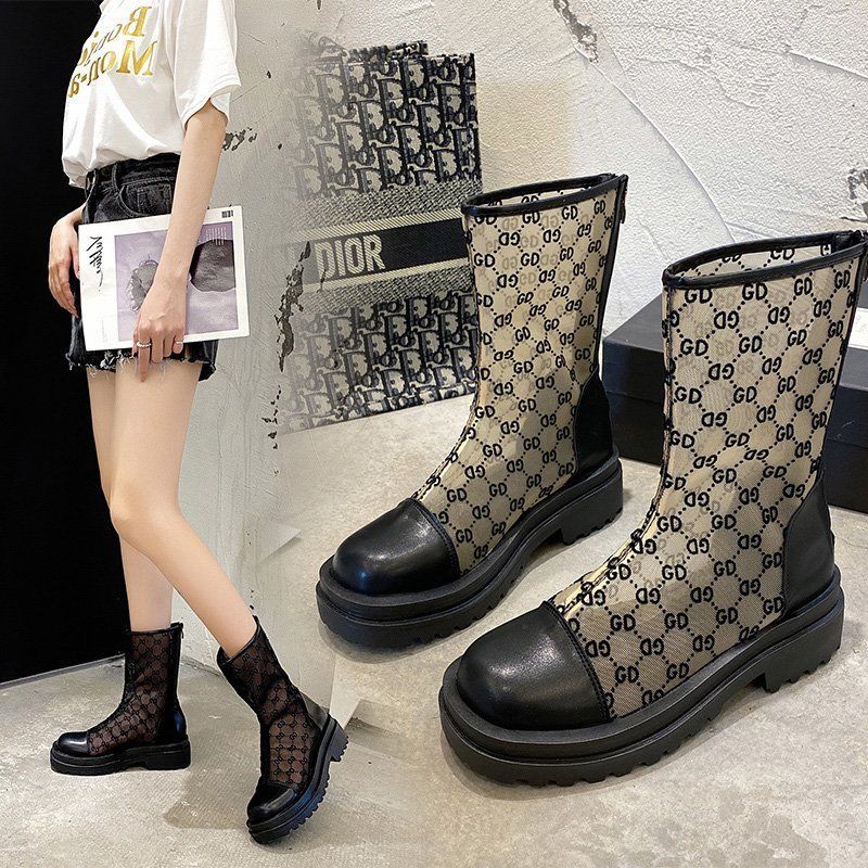 2021 spot fashion boots transparent boots Korean versatile foreign style leisure ins back zipper transparent women's shoes women's Boots