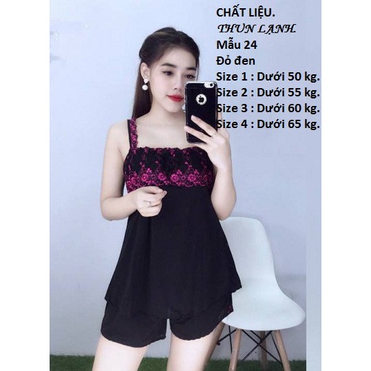 Đồ bộ thun lạnh thêu (Mã 24 - ĐEN) | BigBuy360 - bigbuy360.vn