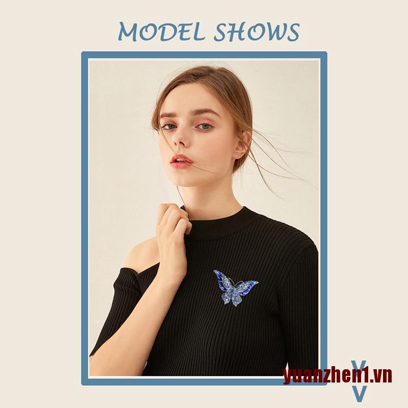 Trâm Cài Áo Hình Bướm Đính Pha Lê Sang Trọng Cho Nữ Yuanzhen1