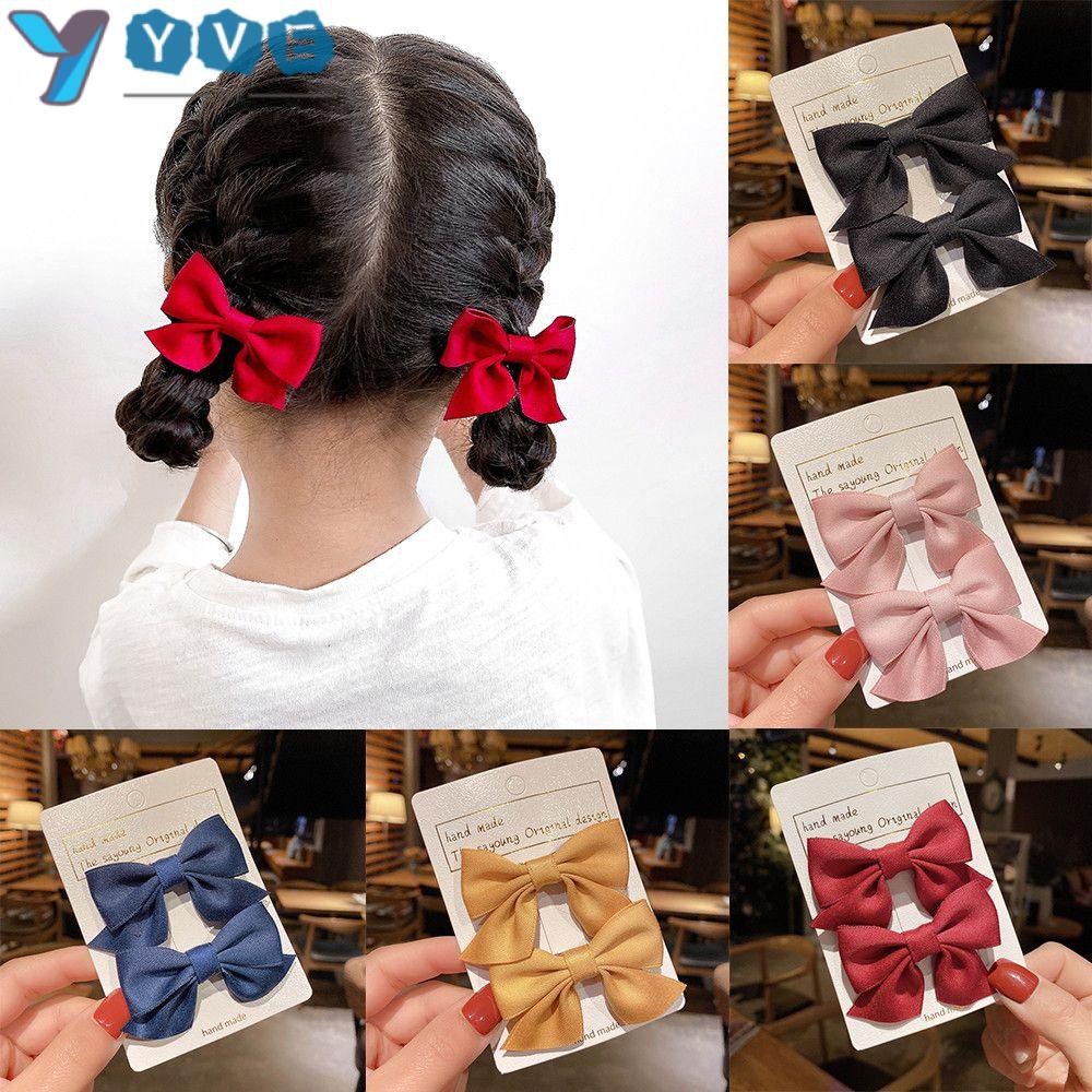 Set 2 Kẹp Tóc Nơ Nhiều Màu Sắc Dễ Thương Cho Bé Gái